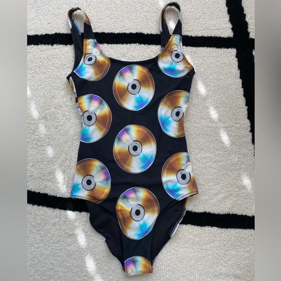 Designer Collaboration!! Moschino + H&M Pattern Swimsuit-Record Disc Detailing! - Picture 1 of 4